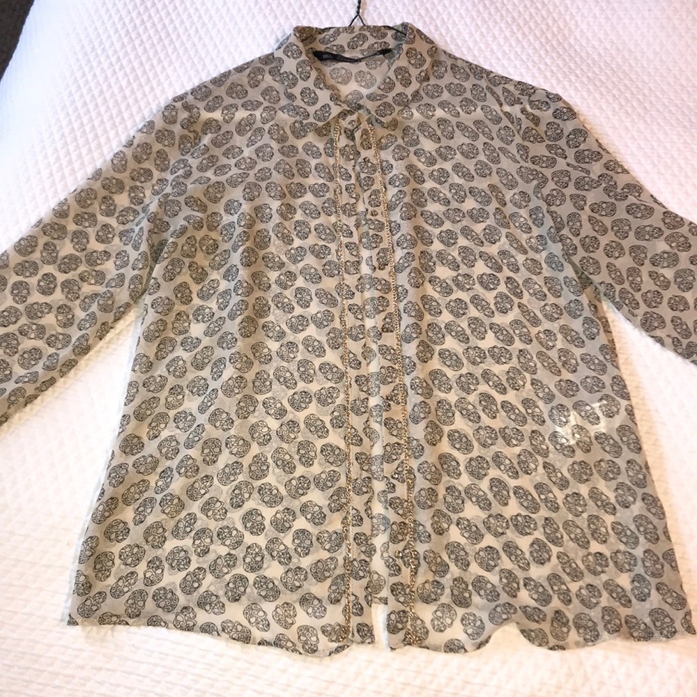 ZARA skull blouse long sleeved